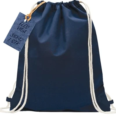 Abbildung von Baumwoll Turnbeutel 1 Stück 38 x 42 cm Sportbeutel Rucksack Stofftasche Bag, Beutel, Baumwollbeutel, Jutebeutel OEKO TEX® geprüft Stoffbeutel Damen &amp; Herren, Kinder Gym Sack zum bemalen Dunkelblau