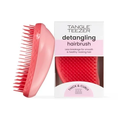 Abbildung von Tangle Teezer Die dicke und lockige Entwirrungs Haarbürste, starke zweistufige Zähne, handflächenfreundlich, geeignet für nasses trockenes Haar, krausfreie, superdefinierte Locken, Lippenstift Duo
