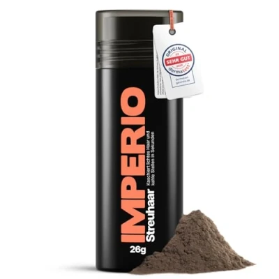 Abbildung von IMPERIO Streuhaar zur Haarverdichtung &amp; vollem Haar In Sekunden. Schütthaar für einen authentischen Look. 100% Natur! Premium Friseurqualität 26g (Mittelbraun)