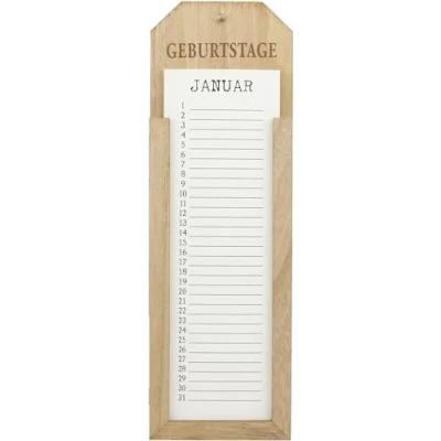 Abbildung von khevga Memotafel Geburtstagskalender Dauerkalender aus Holz 38 x 12 cm