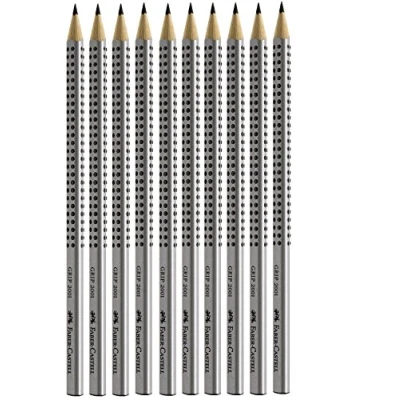 Abbildung von Faber Castell 117697 10 Bleistifte GRIP 2001, Härtegrad: HB, Schaftfarbe: silber