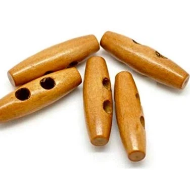 Abbildung von CansyY 20 Knebelknöpfe Holz Braun, Holzknöpfe Knebel, Mantellknöpfe, ovale Knöpfe, 4 x 1,2 cm 2 Löcher