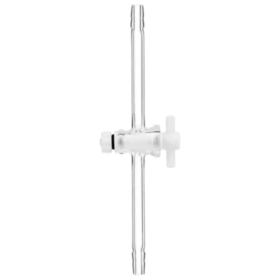 Abbildung von Labasics Glas Vakuum Durchflussregelungsadapter mit PTFE Absperrhahn, Borosilikatglas Durchflusskontrolle Vakuumdestillation Take Off Adapter für Labordestillation