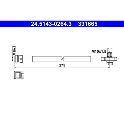 Abbildung von ATE 24.5143 0264.3 Bremsschläuche 275 M10x1 SEAT: Leon III ST, Hatchback