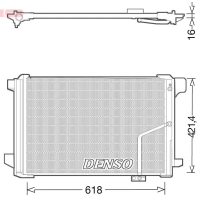 Abbildung von DENSO DCN17035 Klimakondensator mit Trockner 618x421.4x16 R 134a 618 MERCEDES BENZ: CLK Coupe, E Class Saloon, C T modell