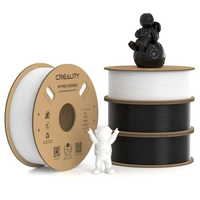 Abbildung von Creality Hyper PLA Filament 1.75 mm, 4 KG 3D Drucker für hohe Geschwindigkeit 30 600mm/s, Langlebig und Glatt, Maßgenauigkeit +/ 0,03 die meisten (Schwarz &amp; Weiß) Packung