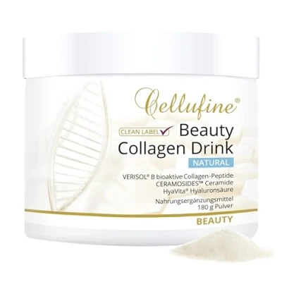 Abbildung von Cellufine® Beauty Collagen Drink 180 g natural mit Verisol Peptiden und Hyaluronsäure, Ceramiden, Vitamin C, Zink, Biotin, Selen, Q10, natürlich &amp; ohne Konservierungsstoffe