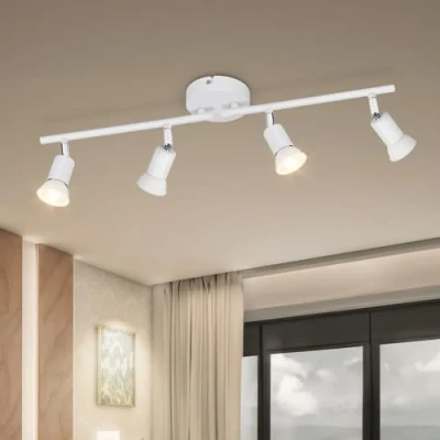Abbildung von Dehobo LED Deckenstrahler Wohnzimmer Deckenleuchte 4 Flammig Weiß Deckenlampe Spot GU10 Deckenspot Schwenkbar 350 Drehbar Küchelampe Strahler Decke Schlafzimmer Ohne Leuchtmittel