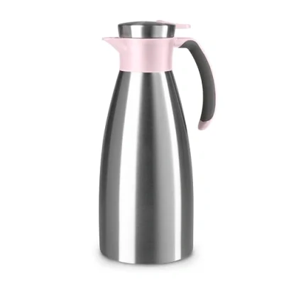 Abbildung von Emsa Soft Grip Isolierkanne, 1,5 Liter, Edelstahl, 12 Stunden heiß + 24 kalt, Auslaufsicher, Rutschfester Griff, Farbe Weinrot N4120500