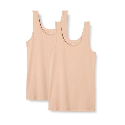 Abbildung von Amazon Essentials Damen Tanktop schlanke Passform, 2er Pack, Beige, L