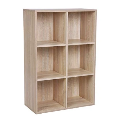 Abbildung von VASAGLE Bücherschrank, Bücherregal, mit 6 Fächern, Büroregal, Würfelregal, Standregal, für Wohnzimmer, Schlafzimmer, Büro, Kinderzimmer, eichefarben LBC203H, Eichenfarben