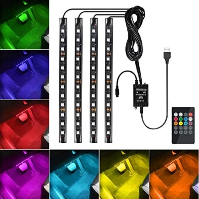Abbildung von Favoto 4x12 Innenbeleuchtung led Atmosphäre Licht Auto Innenraumbeleuchtung innenraum mit USB Port und IR Fernbedienung…