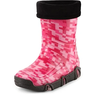Abbildung von Ladeheid Kinder Mädchen Jungen Gummistiefel Gefüttert Swk2021 (Muster 44, 25/26 EU)