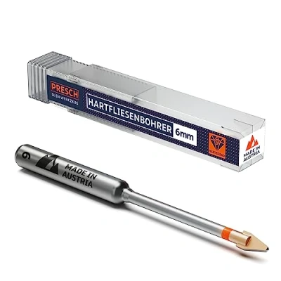 Abbildung von Presch Fliesenbohrer 6mm Feinsteinzeug Bohrer für harte Fliesen, Keramik, Glas und Porzellan Profi Porzellanbohrer, Keramikbohrer inkl. Box