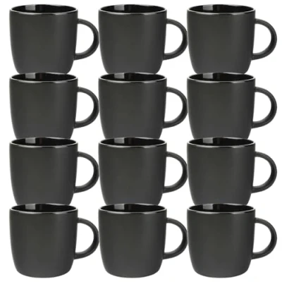 Abbildung von Schramm® Kaffeetassen Set schwarz aus Porzellan wählbar 6 oder 12 Stück 250 ml Kaffeebecherset Kaffeebecher Keramik Tasse mit Henkel 6er 12er Set, Anzahl:12
