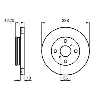Abbildung von BOSCH 0 986 478 438 Bremsscheibe 238 18 4 100 Belüftet, innenbelüftet geölt TOYOTA: Starlet V Hatchback, Paseo Coupe, IV Hatchback
