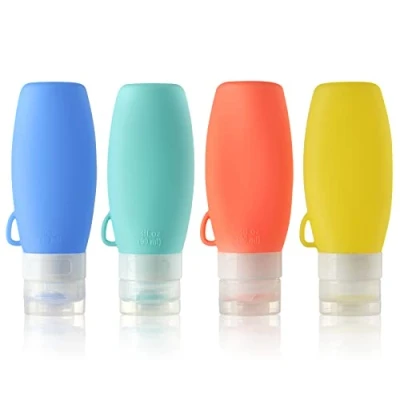 Abbildung von Silikon Reiseflaschen 90ml Set, 4 Stück auslaufsichere Nachfüllbare Reise Container und Toilettenartikel Set