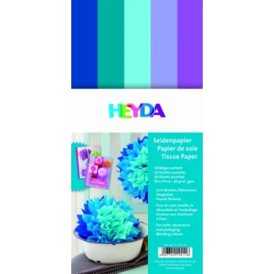Abbildung von Heyda 203375719 Seidenpapier, sortiert 50 x 70 cm, 5 Farben (Hellblau, Wasserblau, Dunkelblau, Lavendel, Lila)
