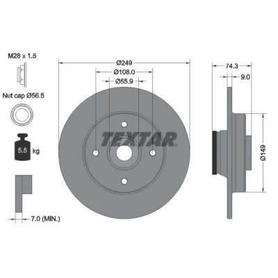 Abbildung von TEXTAR PRO 92194103 Bremsscheibe PEUGEOT: 308 I SW, Hatchback, CC, CITROËN: C4 Picasso 1, Coupe, II Hatchback