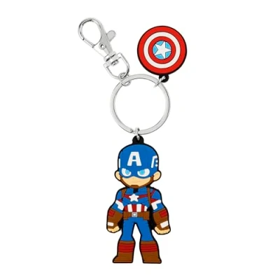 Abbildung von Avengers Captain America Cartoon Silikon Rot und Blau Charm Schlüsselanhänger GH00332RL.PH, blau, Einheitsgröße,