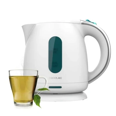 Abbildung von Cecotec Wasserkocher, 1 L Kapazität, Thermosense 140 White, 2200 W, Schnelles Erhitzen, Anti Kalk Filter, Frei von BPA und anderen Toxinen, Basis mit 360º Drehung, kabelloser Behälter