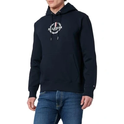 Abbildung von Tommy Hilfiger Global Stripe Wreath TEE Hoody Kapuzenpullover, Herren, Größe: XL, Black