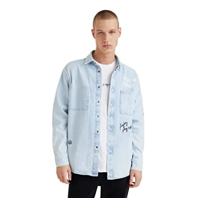 Abbildung von Desigual Men&#039;s CAM_Peter,5007 T Shirt, Blue, XL