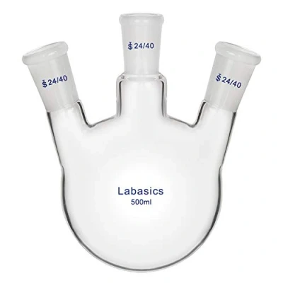 Abbildung von Labasics Glaskolben 500ml 3 Hals Rundkolben RBF, Neck Round Bottom Flask mit 24/40 Mittel und Seiten Standardgelenk