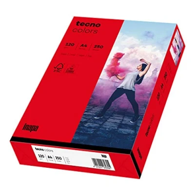 Abbildung von inapa farbiges Druckerpapier, buntes Papier tecno Colors: 120 g/m², A4, 250 Blatt, intensivrot