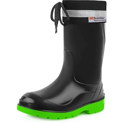 Abbildung von Ladeheid Kinder Gummistiefel mit Stulpe Regenstiefel für Jungen und Mädchen LA 972 (Schwarz/Grün, 32 EU)