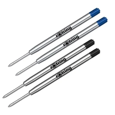 Abbildung von Rotring Tikky Kugelschreibermine, Schwarz (M) und Blau (M), 4 Stück