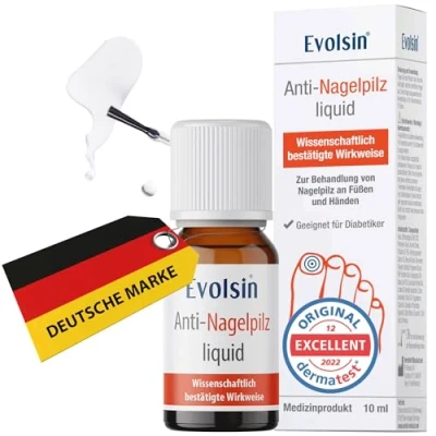 Abbildung von Evolsin® Anti Nagelpilz Liquid I Wissenschaftlich bestätigte Wirkweise Geeignet für Diabetiker Medizinprodukt Nagellack Füsse und Hände Nagelhärter