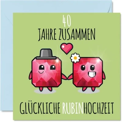 Abbildung von Stuff4 40. Hochzeitstag Karte Liebe 40 Jahre Zusammen Rubin Hochzeit Jahrestag Geschenke für Freunde Familie vom Freundinnen Kollegen, 145mm Glückwunschkarten