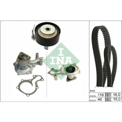 Abbildung von INA 530 0745 30 Wasserpumpe + Zahnriemensatz mit FORD: C Max 2, FOCUS 3 Turnier, Grand