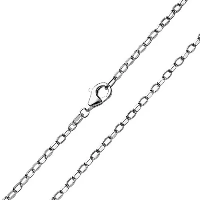 Abbildung von MATERIA 2mm Erbskette Silber 925 oval geschlagen Damen Herren Halskette rhodiniert + Box #K68, Länge Halskette:70 cm