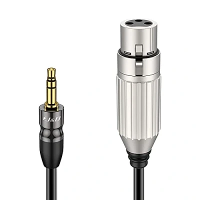 Abbildung von J&amp;D 1/8 zu XLR Kabel, TRS 3,5 mm Balanced Kabel Kupfergehäuse auf Zoll 3,5mm Adapter Audiokabel Stecker Buchse für DSLR Kamera, 0,9 Meter
