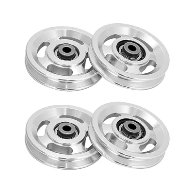 Abbildung von QWORK® 95 mm seilrolle, umlenkrollen, aluminiumlegierung, bär 300 kg, für sportgeräte, garagentor rollensysteme, 4pcs