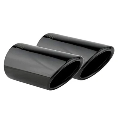 Abbildung von L&amp;P A289 2 Auspuffblenden Auspuffblende Schwarz Chrom Edelstahl spiegel poliert kompatibel mit Golf 7 VII Variant Kombi Plug&amp;Play Endrohrblenden Endrohrblende Auspuff Blende Endrohre