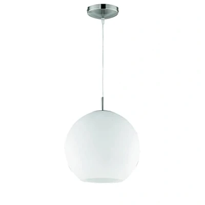 Abbildung von Reality Leuchten Pendelleuchte Pendellampe in nickel matt, Glas opal weiß, 1x E27 maximal 60 W ohne Leuchtmittel, Durchmesser 25 cm, Abhängung 150 cm R30152507