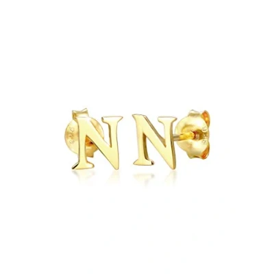 Abbildung von Elli Ohrringe Stecker Buchstabe N Initialen Minimal 925 Silber