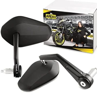 Abbildung von Area1 Premium Motorrad Lenkerendenspiegel e geprüft CNC/Alu Rückspiegel Set (Rechts+Links) Kompatibel mit Mondial LS1
