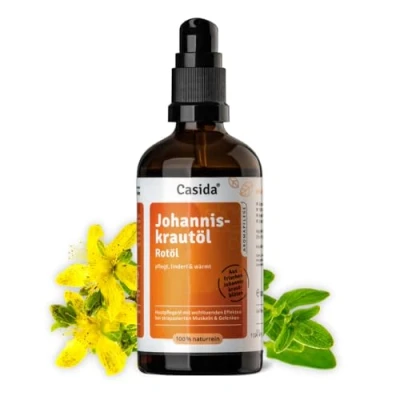 Abbildung von Casida® Johanniskrautöl Rotöl Durchwärmendes, beruhigendes Johanniskraut für Massagen und Einreibungen 100 ml