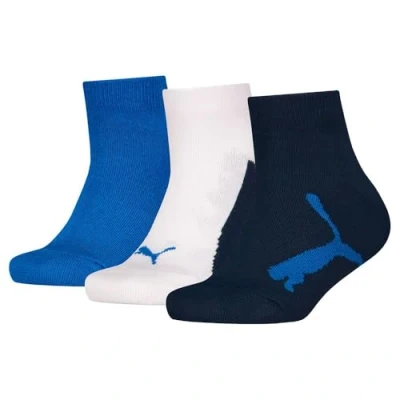 Abbildung von PUMA Unisex Kids BWT Recycled Cotton Quarter Sock, Navy/White/Strong Blue, 35/38 (3er Pack)