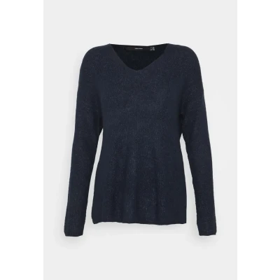 Abbildung von Vero Moda Vmcrewlefile V NECK Strickpullover, Damen, Größe: XS, Navy blazer melange