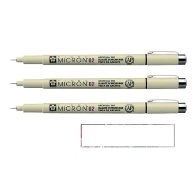 Abbildung von Pigma Micron Sakura 02 Schwarz, 3 Stück und 1 Karte