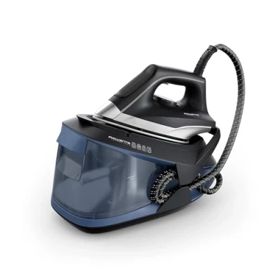 Abbildung von Rowenta VR8325 Turbosteam Dampfbügelstation 2600 Watt 120 g/Min. konstanter Dampf 350 extra Dampfstoß schnellaufheizend 1,7 L Wassertank Antikalk System Eco Modus Schwarz/Blau