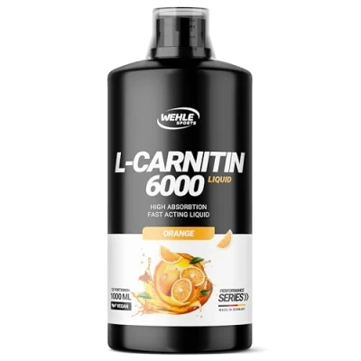 Abbildung von L Carnitine 6000 Liquid (1000 ml) Extra hochdosiert mit mg reinem Carnitin pro Tagesportion Amino Workout Drink Leckerer Geschmack Vegan Wehle Sports (1000ml, Orange)