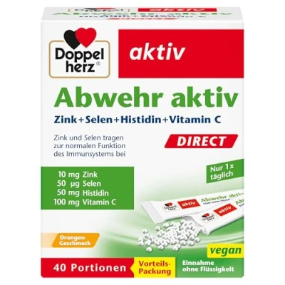 Abbildung von Doppelherz Abwehr aktiv DIRECT Zink, Selen &amp; Vitamin C zur Unterstützung des Immunsystems PLUS Histidin 40 Micro Pellets mit Orangen Geschmack