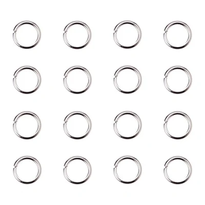 Abbildung von PandaHall Elite 400 Stk Messing Ringe springen, Naehe aber unsoldered Silber Farbe 7x1mm