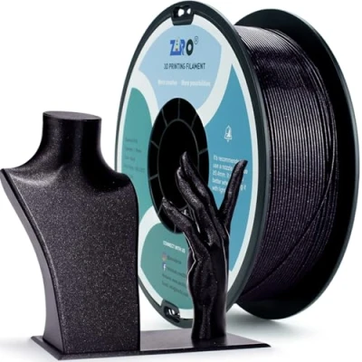 Abbildung von ZIRO PLA Glitter Filament 1.75mm 3D Drucker Diamant Serie 1KG, Dimensional Accuracy +/ 0.03mm, Schwarz